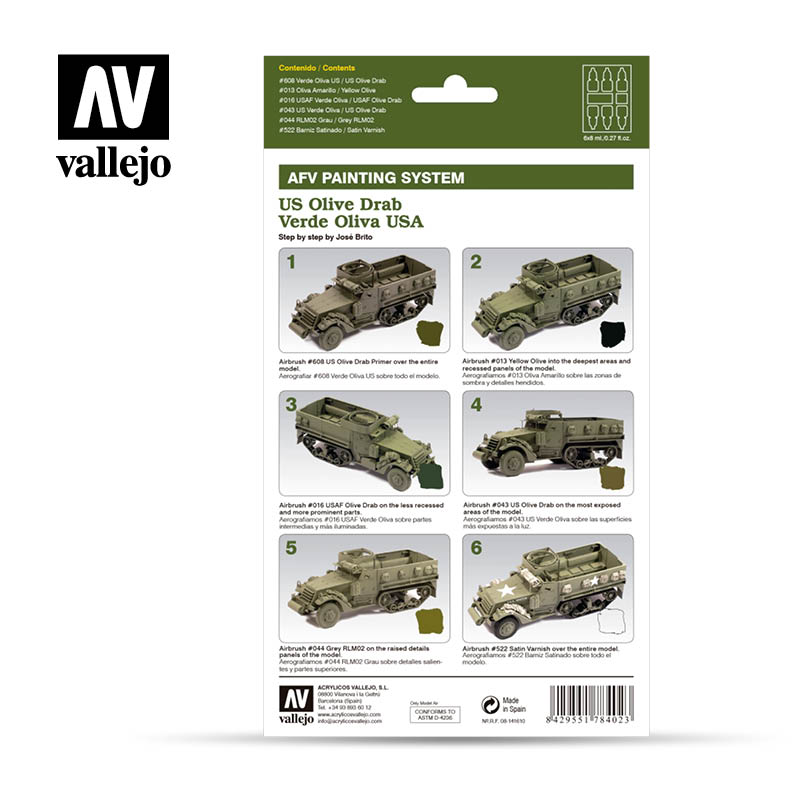 78402 AFV Painting System US Army Olive Drab 6 x 8 ml