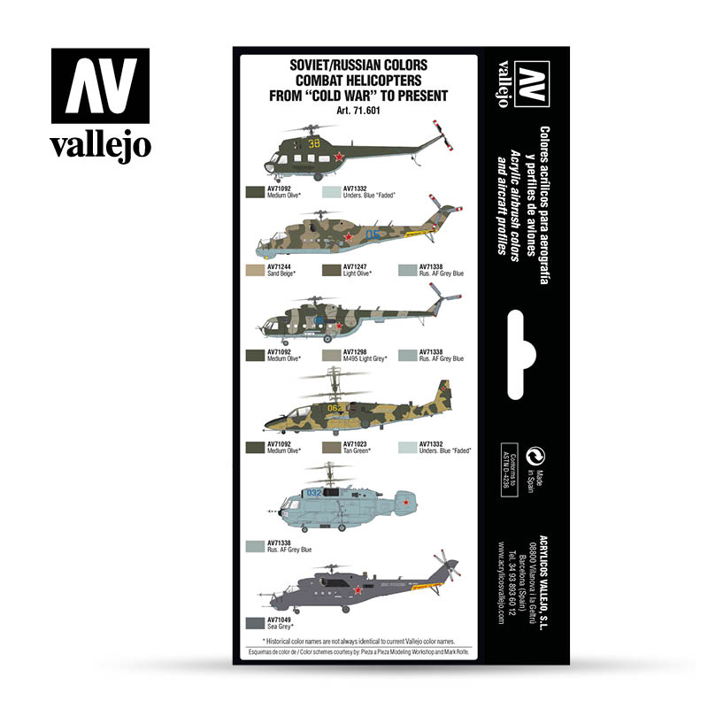 71601 Air War Soviet/Russian Colors Combat Helicopters post WWII to present 8 x 17 ml