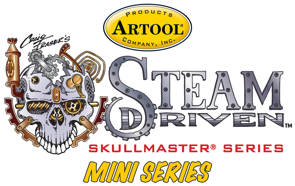 ARTOOL FH SDSK 4 MS Steam Driven Skullmaster Mini Series Set (3 Stk.) Freihand Airbrush Schablonen von Craig Fraser