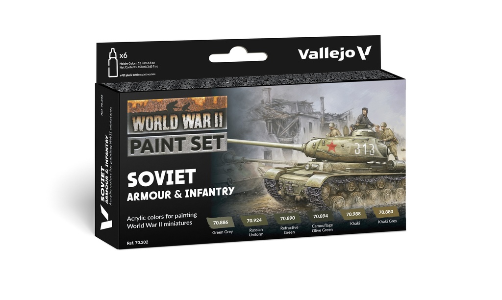 WWII Paint Set Soviet Armour & Infantry 6 x 17 ml