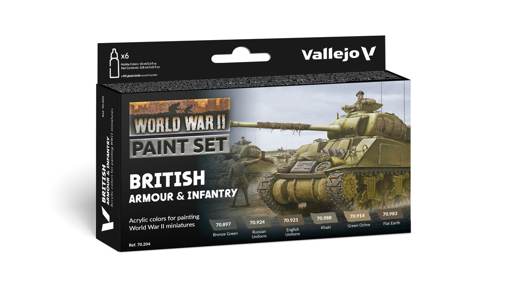 WWII Paint Set British Armour & Infantry 6 x 17 ml