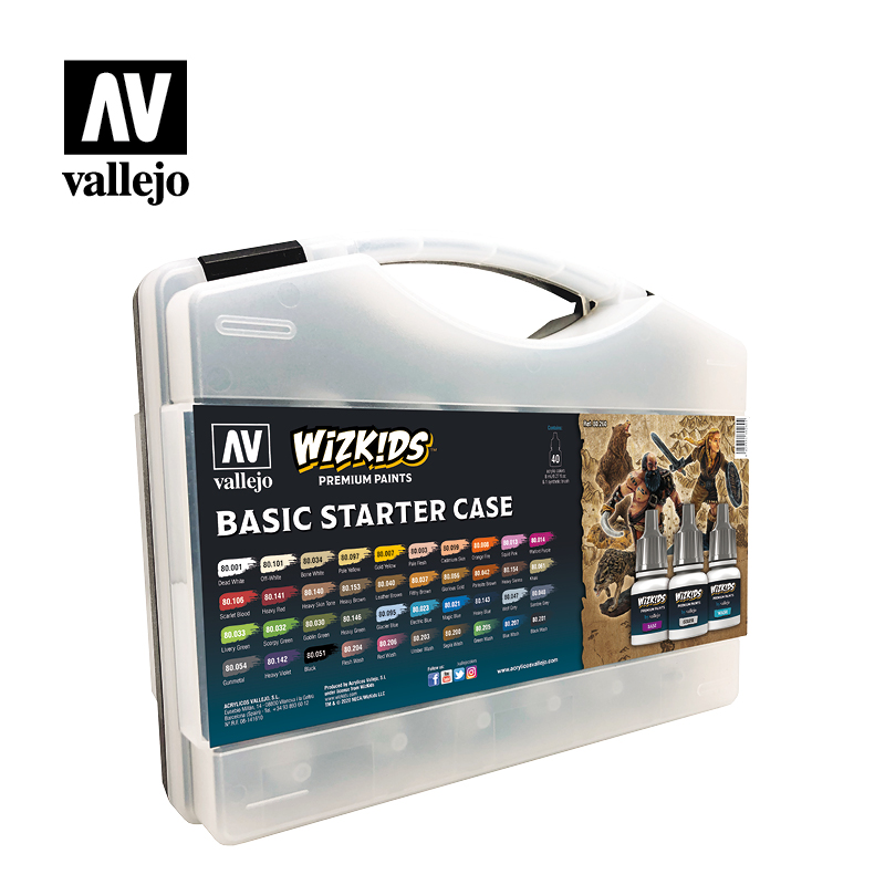 WizKids Premium Paints Sortimentskoffer Basic Starter 40 x 17 ml Farbe 1 x Synthetikpinsel