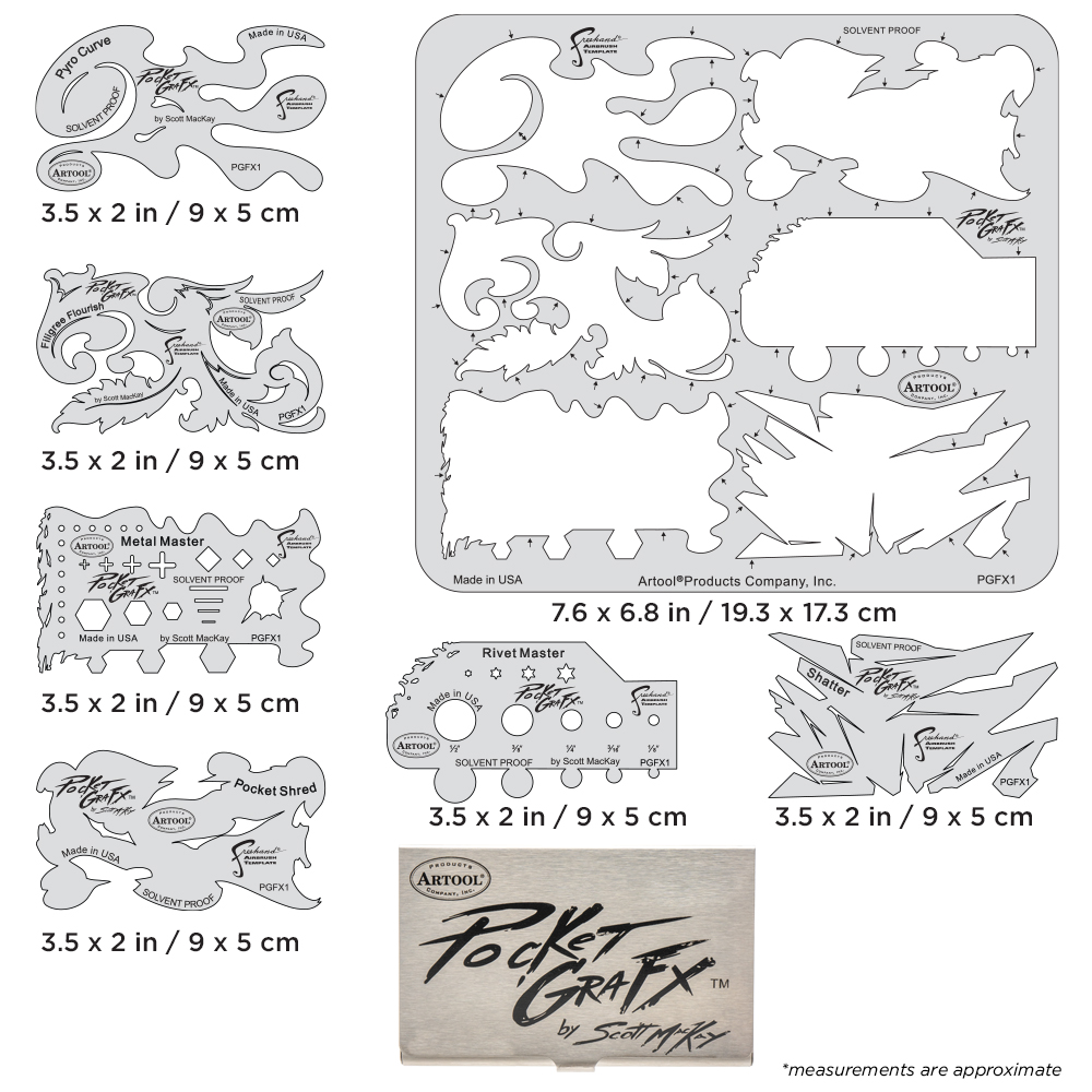 ARTOOL PGFX1 PocketGraFX Freehand Airbrush Templates by Scott MacKay (200533)