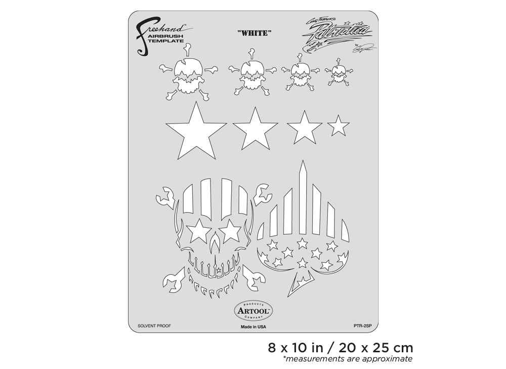 ARTOOL PTR 2 SP Patriotica White Freehand Airbrush Template by Craig Fraser (200317)