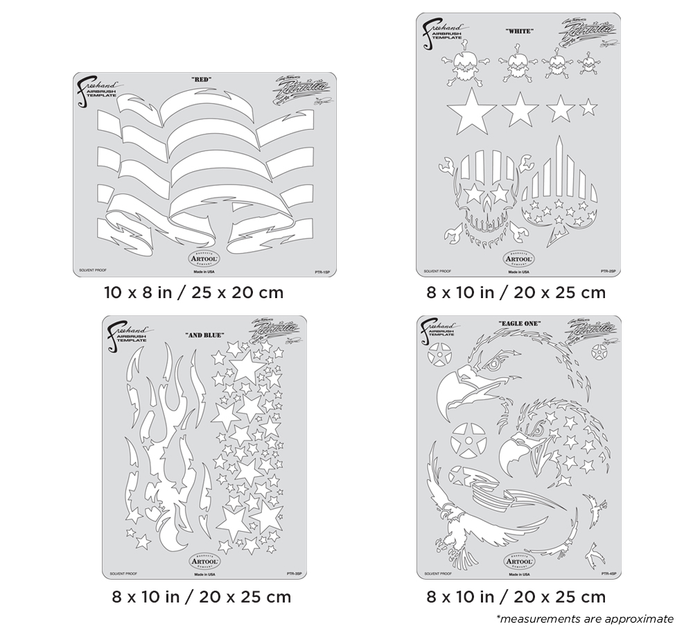 ARTOOL PTR 5 SP Patriotica (4 pcs.) Freehand Airbrush Template Set by Craig Fraser (200320)