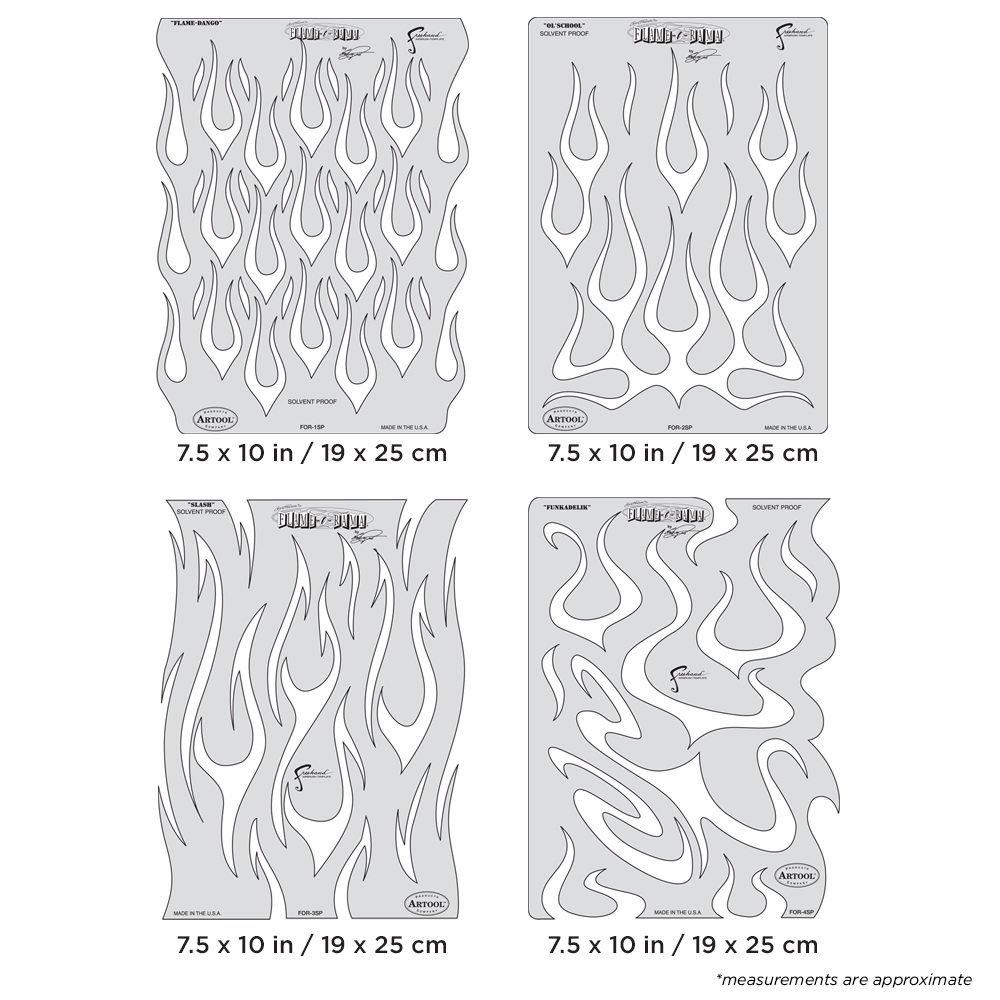 ARTOOL FOR 5 SP Flame-O-Rama (4 Stk.) Freihand Airbrush Schablonen Set von Craig Fraser (200326)