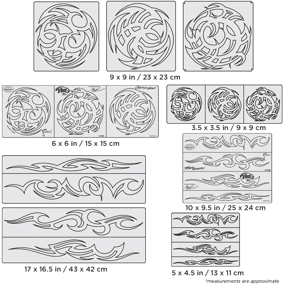 ARTOOL FH TRM 1 Tribal Master (21 Stk.) Freihand Airbrush Schablonen Set von Steve Vandemon (200393)