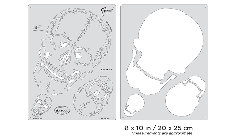 ARTOOL FH SK 21 SP Horror of Skullmaster Heads-Up (2 pcs.) Freehand Airbrush Templates by Craig Fraser (200401)