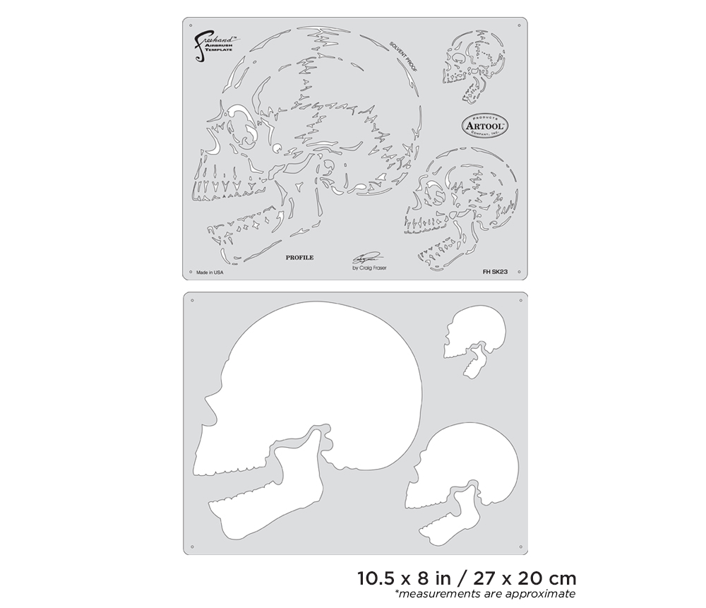 ARTOOL FH SK 23 SP Horror of Skullmaster Profile (2 pcs.) Freehand Airbrush Templates by Craig Fraser (200403)