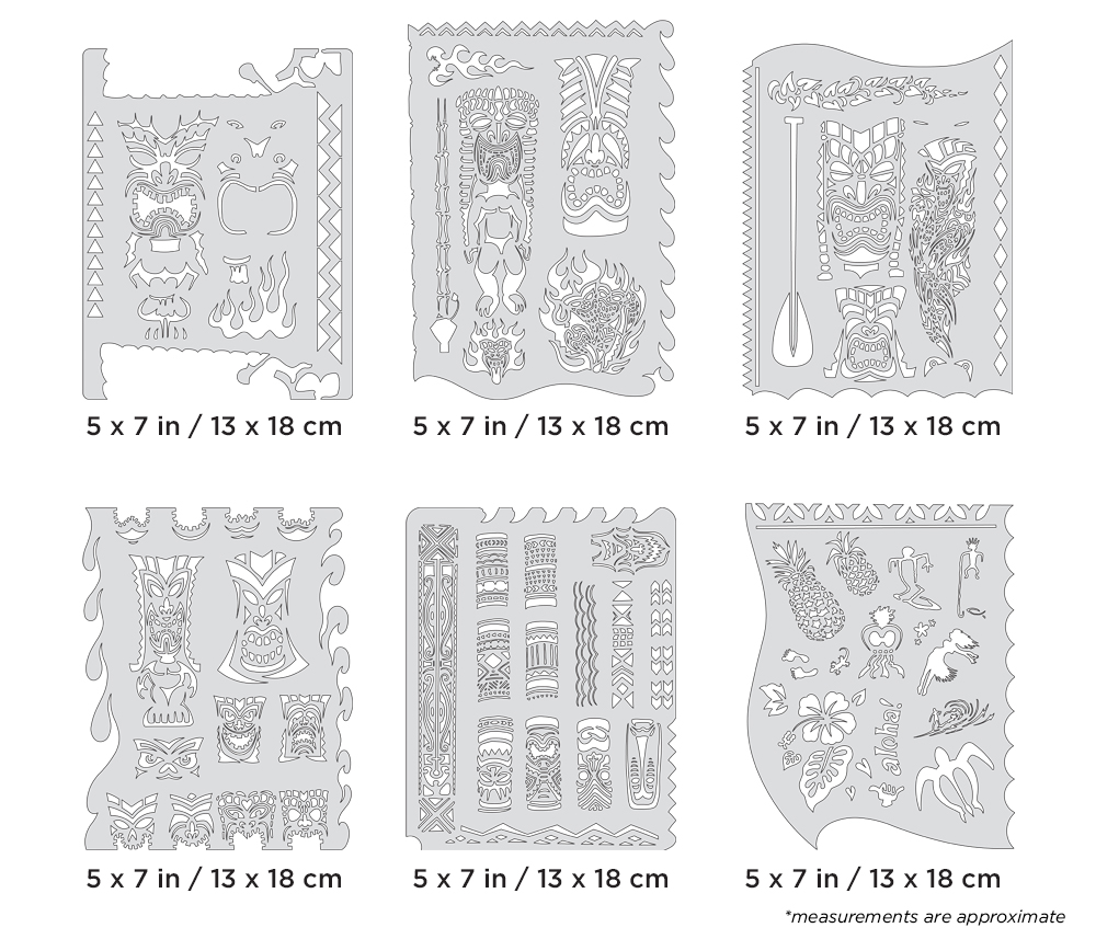 ARTOOL FH TM 7 MS Tiki Master Mini Series (6 pcs.) Freehand Airbrush Template Set by Dennis Mathewson (200420)