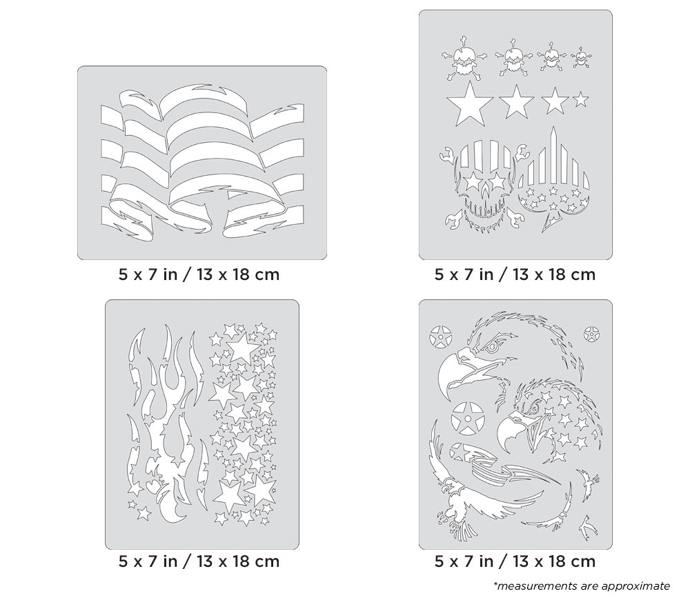 ARTOOL FH PTR 5 MS Patriotica Mini Series (4 pcs.) Freehand Airbrush Templates by Craig Fraser (200421)