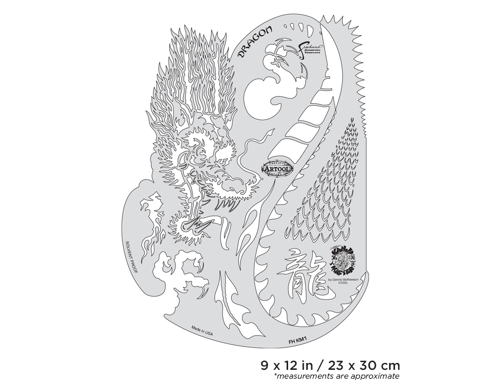 ARTOOL FH KM 1 Kanji Master Dragon Freehand Airbrush Template by Dennis Mathewson (200423)