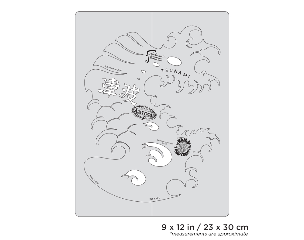 ARTOOL FH KM 3 Kanji Master Tsunami Freehand Airbrush Template by Dennis Mathewson (200425)