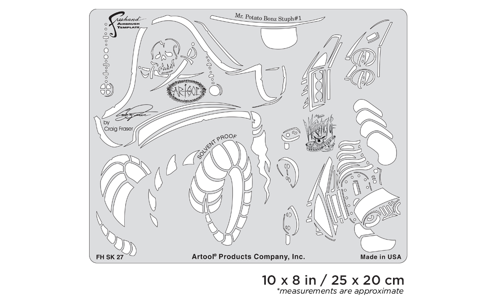 ARTOOL FH SK 27 SP  Wrath of Skullmaster Mr. Potato Bonz Stuph #1 Freehand Airbrush Template by Craig Fraser (200433)