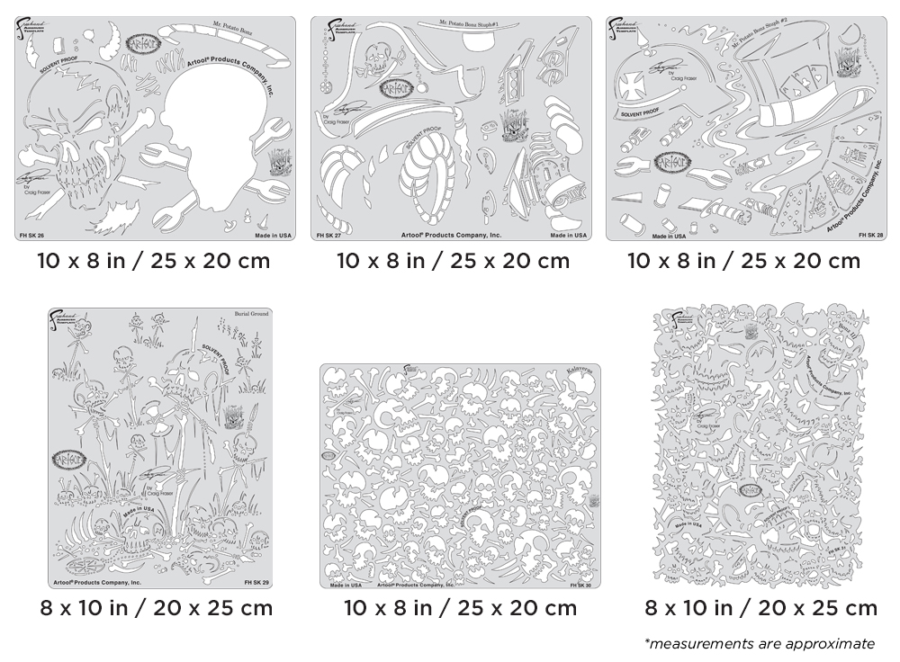 ARTOOL FH SK 32 SP Wrath of Skullmaster Set (6 pcs.) Freehand Airbrush Templates by Craig Fraser (200438)