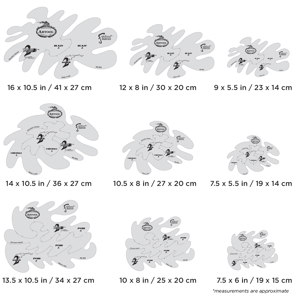 ARTOOL FH TF 2 True Fire 2 (21 pcs.) Freehand Airbrush Templates by Mike Lavallee (200465)