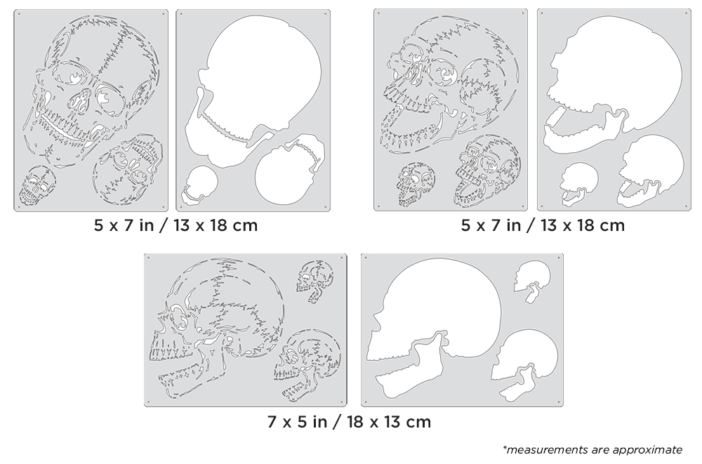 ARTOOL FH SK 24 MS Horror of Skullmaster Mini Series Set (6 pcs.) Freehand Airbrush Templates by Craig Fraser (200471)