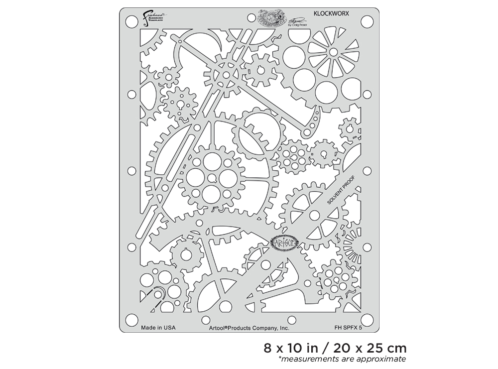 ARTOOL FH SPFX 5 Steampunk FX Klockworx Freehand Airbrush Template by Craig Fraser (200477)
