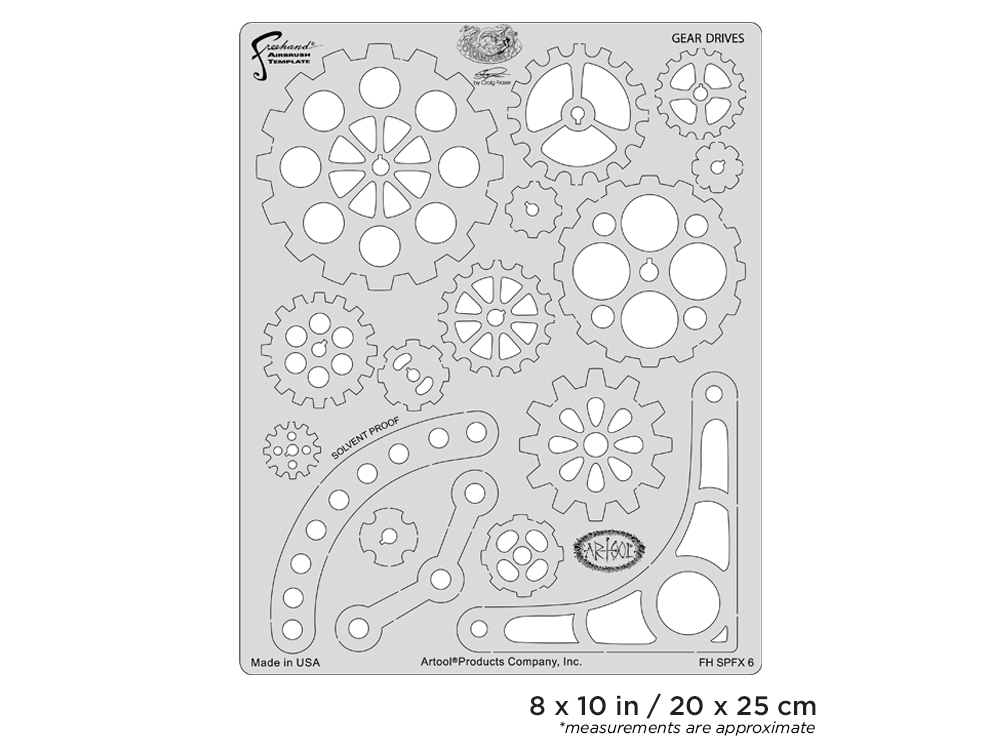 ARTOOL FH SPFX 6  Steampunk FX Gear Drives Freehand Airbrush Template by Craig Fraser (200478)