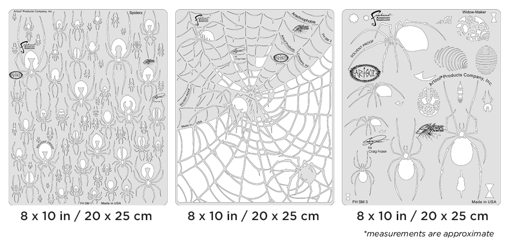 ARTOOL FH SM 4 Spider Master Set (3 Stk.) Freihand Airbrush Schablonen von Craig Fraser (200488)