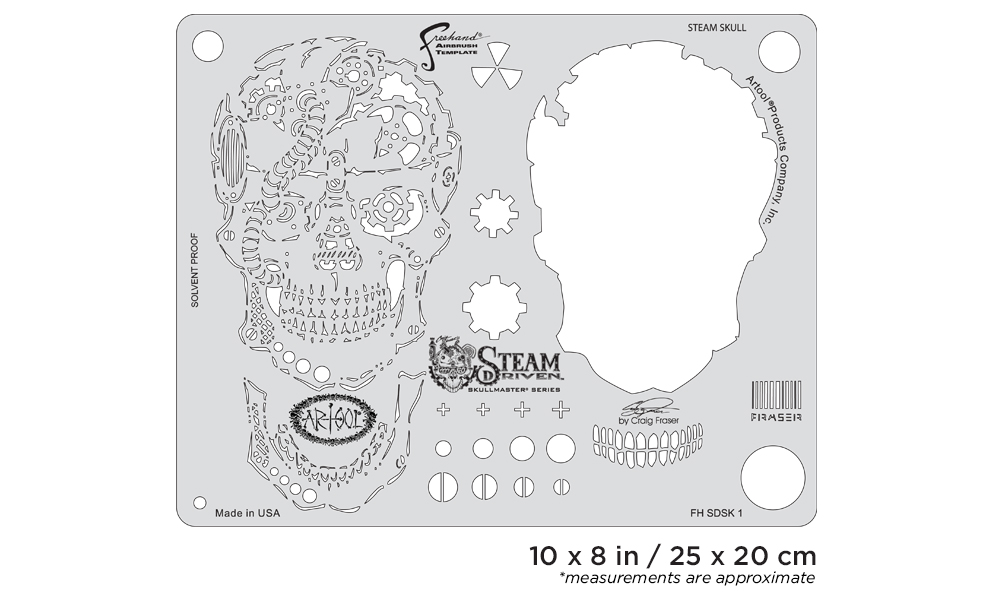 ARTOOL FH SDSK 1 Steam Driven Steam Skull Freihand Airbrush Schablone von Craig Fraser (200514)