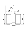 Hexagon Double Nipple 2 x 1/4″ male thread