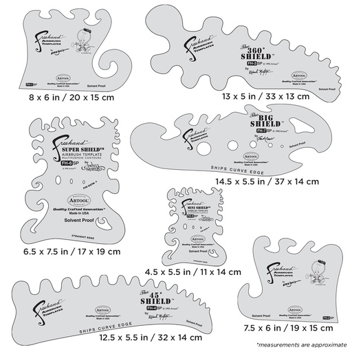 [IW-FHPSP] ARTOOL FH P SP The Essential Seven Set (7 Stk.) Freihand Airbrush Schablonen (200307)