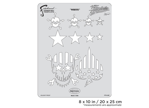 [IW-PTR2SP] ARTOOL PTR 2 SP Patriotica White Freehand Airbrush Template by Craig Fraser (200317)