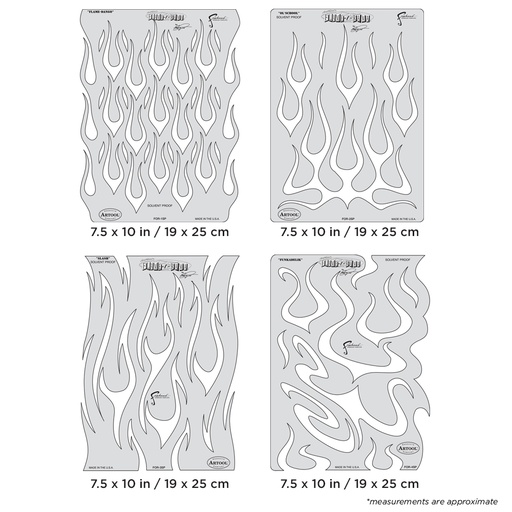 [IW-FOR5SP] ARTOOL FOR 5 SP Flame-O-Rama (4 pcs.) Freehand Airbrush Template Set by Craig Fraser (200326)