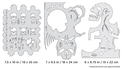 [IW-FHSK4SP] ARTOOL FH SK 4 SP Skullmaster Set (3 pcs.) Freehand Airbrush Templates by Craig Fraser (200358)