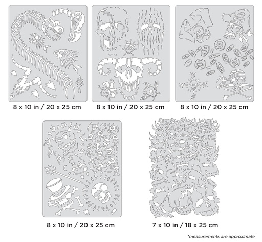 [IW-FHSK15SP] ARTOOL FH SK 15 SP Curse of Skullmaster Set (5 pcs.) Freehand Airbrush Template by Craig Fraser (200369)