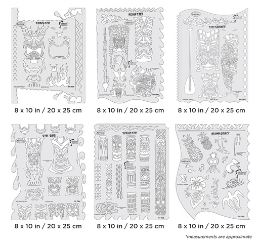 [IW-FHTM70] ARTOOL FH TM 7 Tiki Master (6 pcs.) Freehand Airbrush Template Set by Dennis Mathewson (200384)