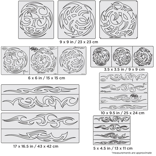 [IW-FHTRM1] ARTOOL FH TRM 1 Tribal Master (21 pcs.) Freehand Airbrush Template Set by Steve Vandemon (200393)