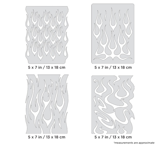 [IW-FHFOR5MS] ARTOOL FH FOR 5 MS Flame-o-rama Mini Series (4 pcs.) Freehand Airbrush Templates by Craig Fraser (200406)