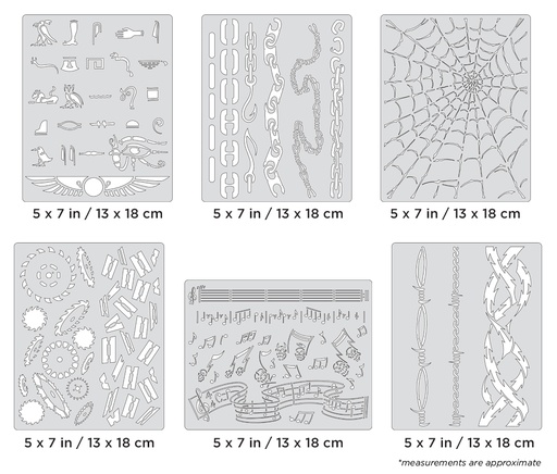 [IW-FHFX321MS] ARTOOL FH FX3 21 MS FX3 Mini Series (6 pcs.) Freehand Airbrush Templates by Craig Fraser (200407)