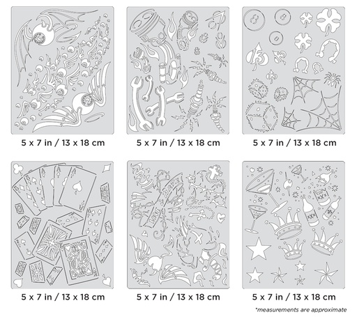 [IW-FHKKFX21MS] ARTOOL FH KKFX 21 MS Kustom Kulture FX Mini Series (6 pcs.) Freehand Airbrush Templates by Craig Fraser (200410)