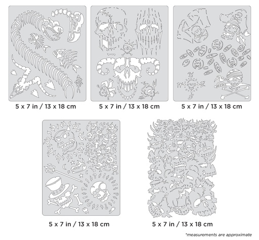 [IW-FHSK15MS] ARTOOL FH SK 15 MS Curse of Skullmaster Mini Series Set (5 Stk.) Freihand Airbrush Schablonen von Craig Fraser (200414)