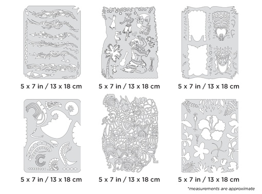 [IW-FHTM14MS] ARTOOL FH TM 14 MS Tiki Master II Mini Series (6 Stk.) Freihand Airbrush Schablonen Set von Dennis Mathewson (200419)