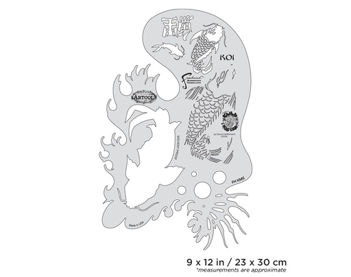 [IW-FHKM2] ARTOOL FH KM 2 Kanji Master Koi Freehand Airbrush Template by Dennis Mathewson (200424)