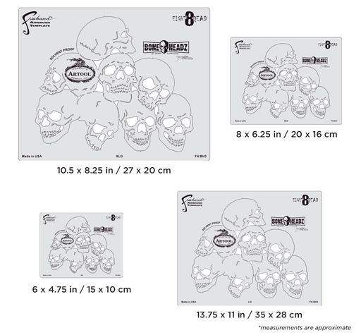 [IW-FHBH3] ARTOOL FH BH 3 Bone Headz Eight Dead (4 pcs.) Freehand Airbrush Templates by Mike Lavallee (200470)