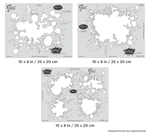 [IW-FHSFX1] ARTOOL FH SFX 1 Splatter FX (3 Stk.) Freihand Airbrush Schablonen von Gerald Mendez (200483)