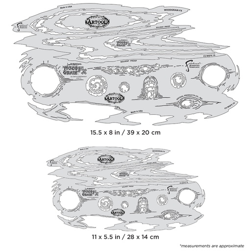 [IW-FHWGFX1] ARTOOL FH WGFX 1 Wood Grain FX (2 pcs.) Freehand Airbrush Template Set by Dennis Mathewson (200495)