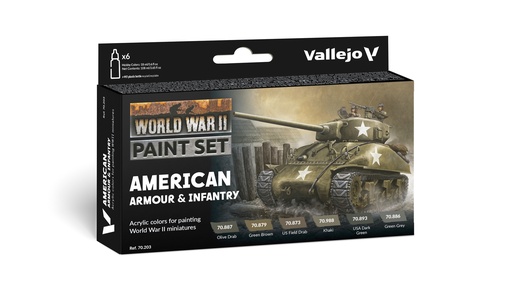 [570203] WWII Paint Set American Armour & Infantry 6 x 17 ml