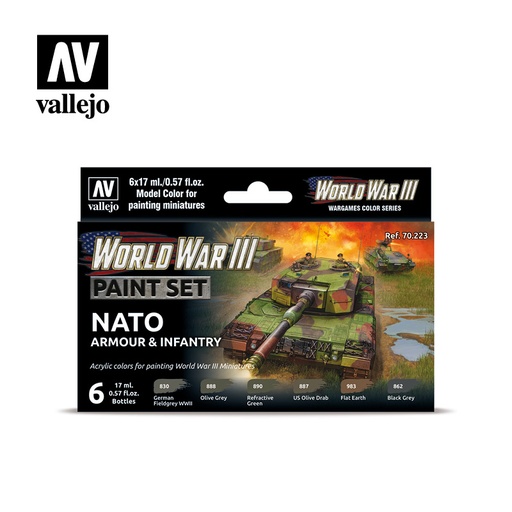 [570223] *WWIII Paint Set NATO Armour & Infantry 6 x 17 ml