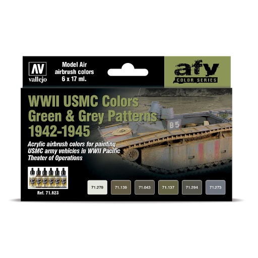 [571623] AFV Color Series WWII USMC Colors Green & Grey Patterns 1942-1945 6 x 17 ml