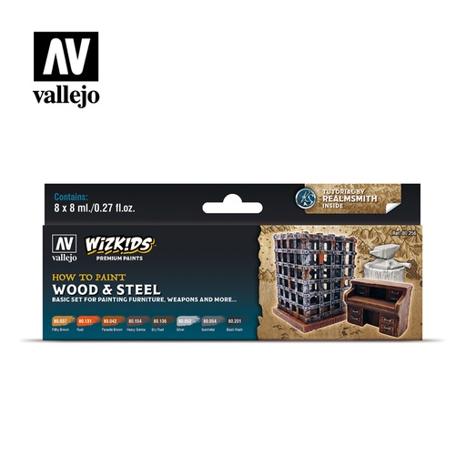 [580256] WizKids Premium Paints Wood & Steel 8 x 8 ml