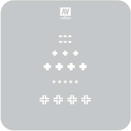 [5ST-AFV001] ST-AFV001 AFV Markings Assorted German WWII Tank Markings 125 mm x 125 mm (1/4 VE) (ST-AFV001)